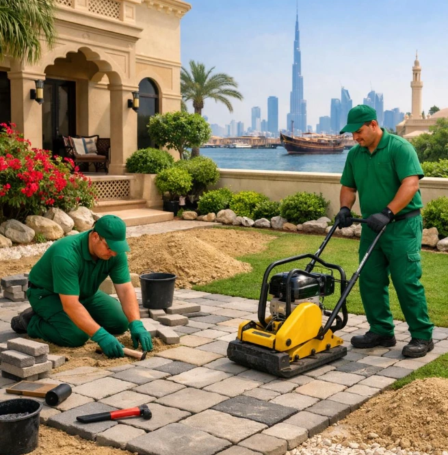 Trusted landscaping specialists in Madinat Zayed Abu Dhabi delivering custom gardens, hardscaping, decorative planting, pergolas, and smart irrigation solutions.