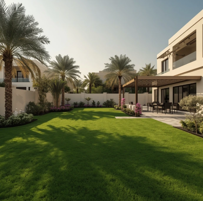 Trusted landscaping specialists in Al Shamkha Abu Dhabi offering decorative planting, pergolas, hardscaping, irrigation systems, and landscape renovations.