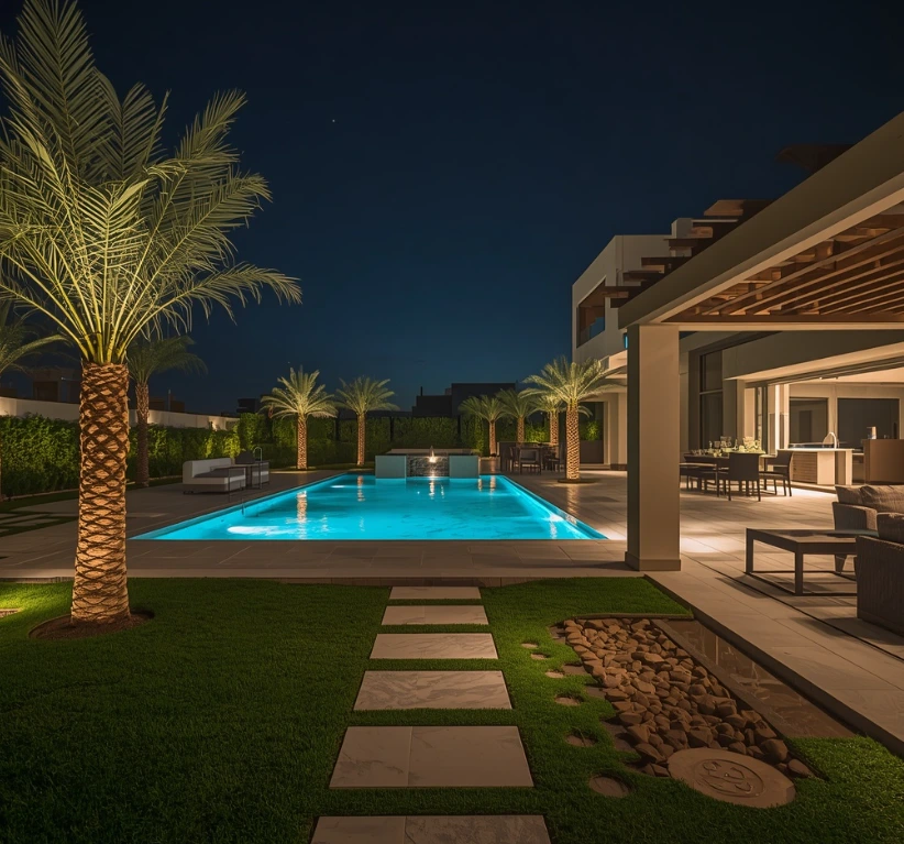 expert landscaping, decorative gardens, artificial grass, pool construction, and premium maintenance designed exclusively for Khalifa City villas. Enhance luxury outdoor living with expert landscaping, decorative gardens, artificial grass, pool construction, and premium maintenance designed exclusively for Khalifa City villas.