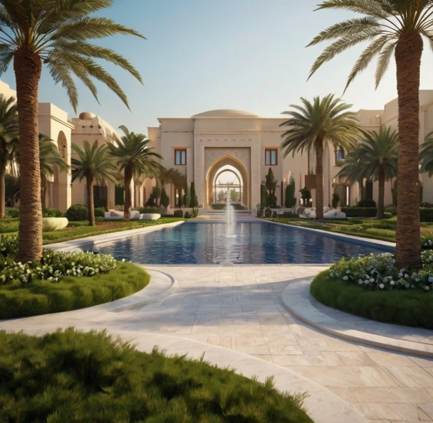 Professional landscaping and gardening in Al Hosn Abu Dhabi offering garden design, villa landscaping, irrigation services, and lawn care solutions.