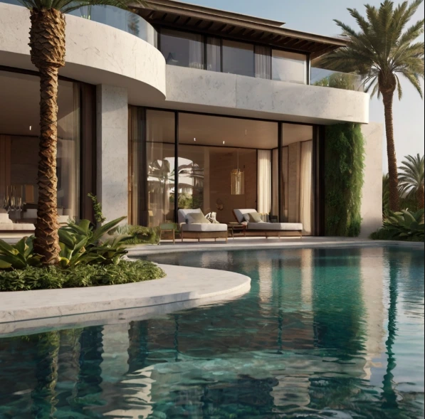 Residential landscaping in Saadiyat Island Abu Dhabi with elegant garden designs, smart irrigation, and low-maintenance landscaping for villas and homes.